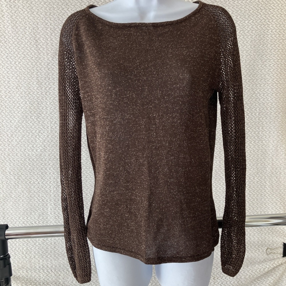 VTG 90's MAG‎ Sweater Top Medium Fairy Grunge Whimsigoth Sparkle Cyberpunk Sheer